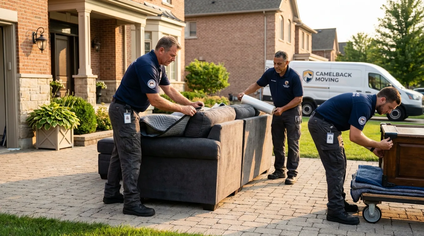Large estate moving crew wrapping furniture in Maple Lake, MN